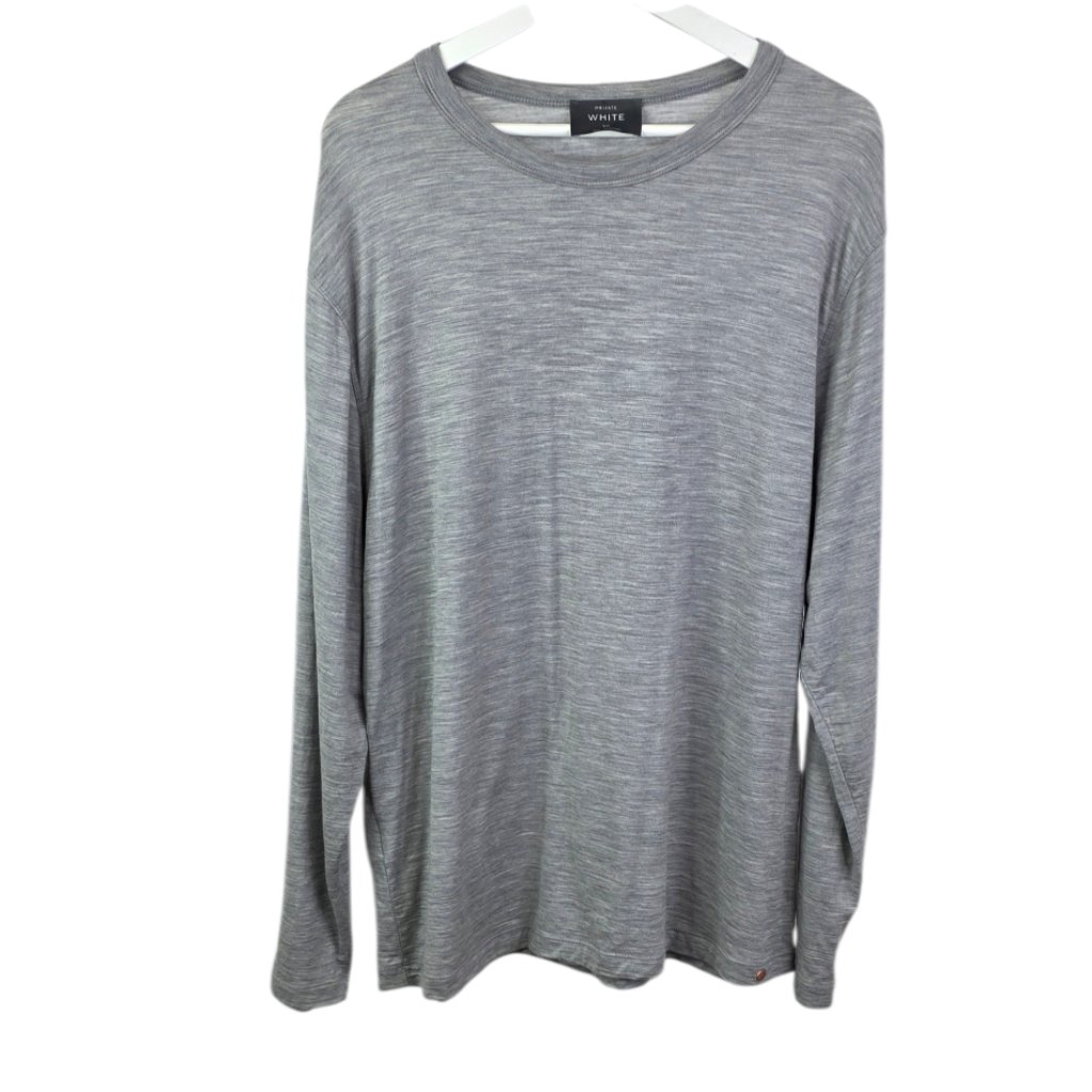 Private White Vc Men's Long Sleeve 100% Merino Wool, Grey, Size 7 / Xxl